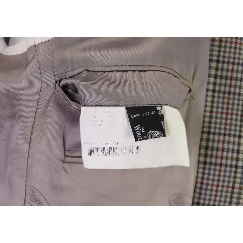 Magee Ireland Gray Black Green Check Wool 2-Btn Sportcoat Blazer 40R